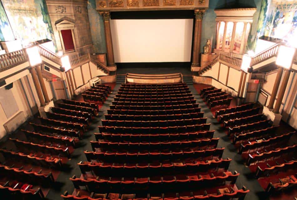 Inside of old theater with ornate decorations