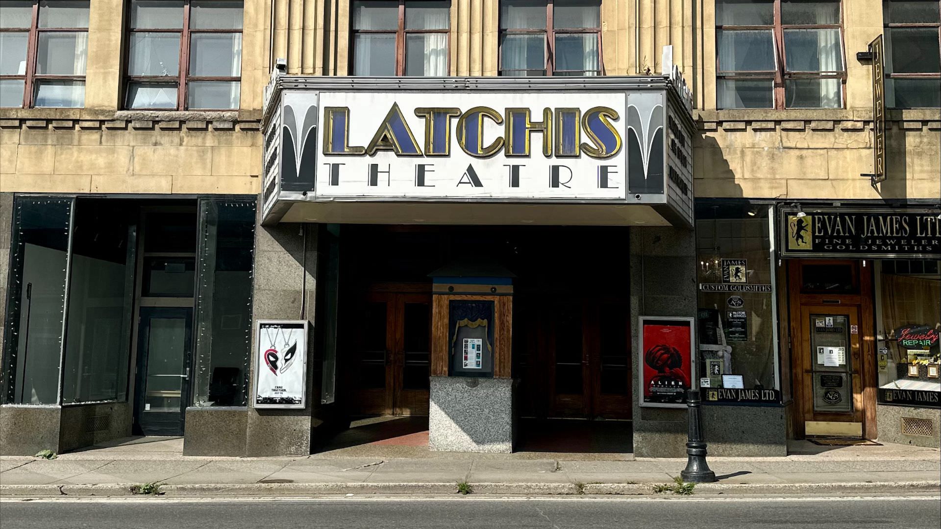 exterior of the latchis theatre from the street